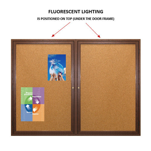 Enclosed Indoor Wood Frame Bulletin Boards with Lights | Multiple Doors | 2 & 3 Door Wall Mount Display Case