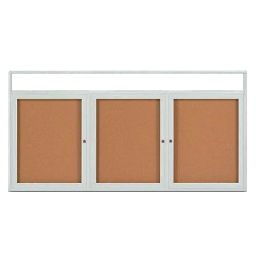 Enclosed Outdoor Bulletin Boards 84 x 30 with Message Header and Radius Edge (3 DOORS)