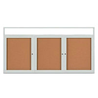 Enclosed Outdoor Bulletin Boards 96 x 24 with Message Header and Radius Edge (3 DOORS)