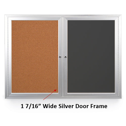 60x40 DRY ERASE / CORK COMBINATION HAS MITERED (SQUARE) CORNERS