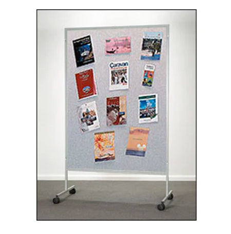 Portable, Rolling Floor Display Panel 48x66 | Vinyl Tackboard with Locking Casters or Fixed Snap Lock Feet