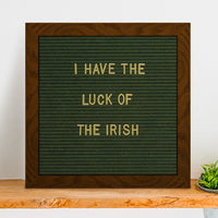 12x12 Wood Framed Green Felt Letter Board | Shown with Walnut Finish and Optional Gold Letters