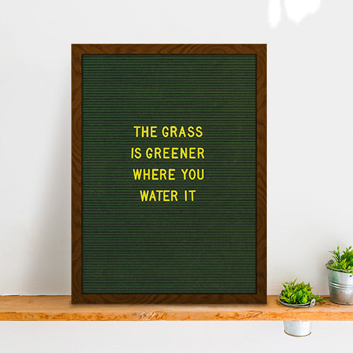 18x24 Wood Framed Green Felt Letter Board | Shown with Walnut Finish and Optional Gold Letters