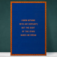 24x36 Wood Framed Blue Felt Letter Board | Shown with Cherry Finish and Optional Yellow Letters