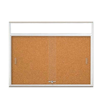 ENCLOSED BULLETIN CORK BOARD (RADIUS EDGE) WITH SLIDING DOORS & PERSONALIZED HEADER