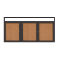 Indoor Enclosed Bulletin Boards 84" x 24" with Message Header (3 DOORS)