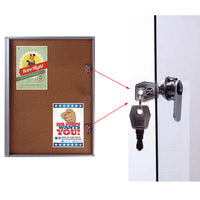 Lockable Bulletin Board has (2) Front Locks with Key Set