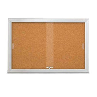 Indoor 2 and 3 Door Bulletin Boards with Sliding Glass Doors | Cabinet with Smooth RADIUS EDGE Corners in 25 Sizes
