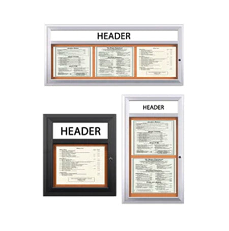 Indoor Enclosed Menu Cases with Header for 11" x 14" Landscape Menu Sizes