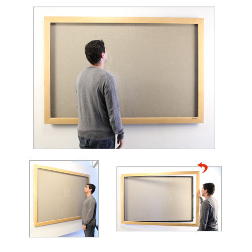 LED LIGHTED LARGE CORK SHADOW BOX DISPLAY CASES 6 INCH DEEP in LANDSCAPE ORIENTATION (SHOWN IN NATURAL CLEAR WITH BLACK INTERIOR SIDES)
