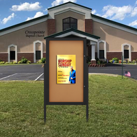 EXTREME WeatherPLUS™ Freestanding Extra Large Radius Edge Outdoor Enclosed Bulletin Board Display Case | Shown In Black Frame Finish