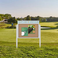 27" x 39" Viewable Area Outdoor Message Center Cork Board with Header | Single Door with Posts