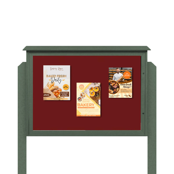 Outdoor XL Message Center Bulletin Board 40 x 60 on Posts | TOP-Hinged Single Door Information Board, Built with Eco-Friendly Faux Wood