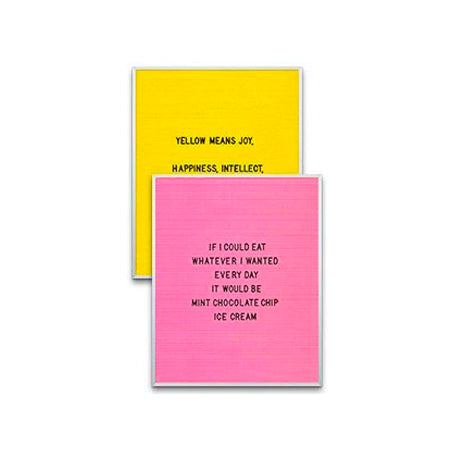 Open Face Framed Pink Letter Board and Yellow Letterboard | Letter Board 24x30 with Silver Trim Frame