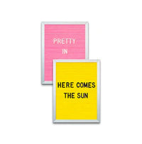 Open Face Framed Pink Letter Board and Yellow Letterboard | Letter Board 9x12 with Silver Trim Frame