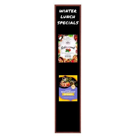 Wood Frame 12x72 Magnetic Black Wet Erase Marker Board | Porcelain on Steel