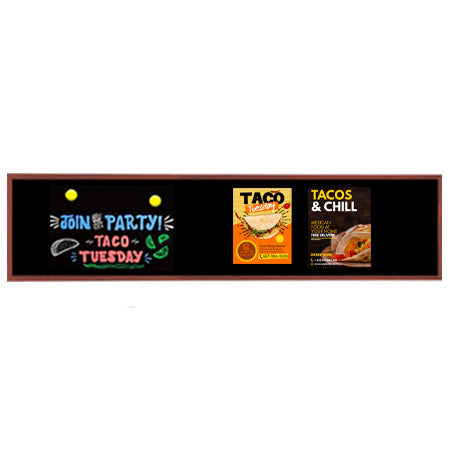 Wood Frame 24x96 Magnetic Black Wet Erase Marker Board | Porcelain on Steel