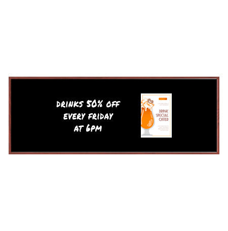 Wood Frame 36x96 Magnetic Black Wet Erase Marker Board | Porcelain on Steel