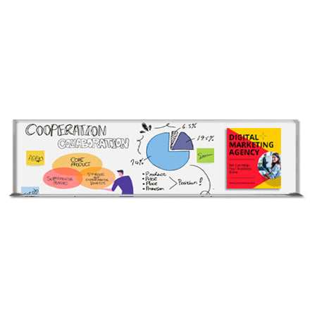 Porcelain-on-Steel 12x48 Magnetic White Dry Erase Marker Board with Aluminum Frame Border