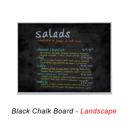 24x48 MAGNETIC BLACK CHALK BOARD with PORCELAIN ON STEEL SURFACE (SHOWN IN LANDSCAPE ORIENTATION)