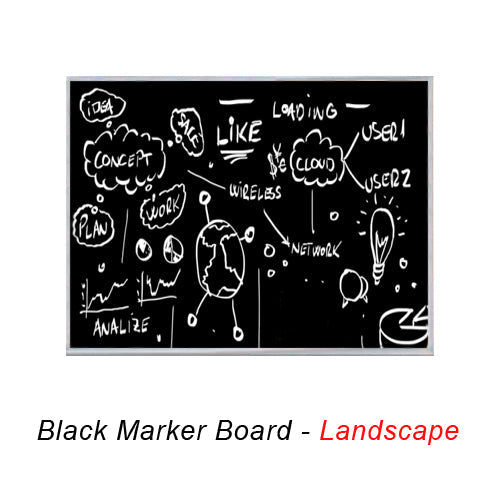 MAGNETIC 12x24 BLACK PORCELAIN DRY ERASE BOARD (SHOWN IN LANDSCAPE ORIENTATION)