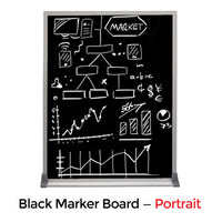 MAGNETIC 18x24 BLACK PORCELAIN WET ERASE MARKER BOARD SHOWN IN PORTRAIT ORIENTATION