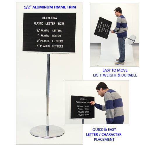 NON-ADJUSTABLE FELT PEDESTAL ALUMINUM LETTER BOARD 