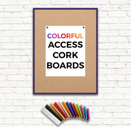 Access Cork Board™ 18x24 Frame with 12+ Colorful Metal Frames + Optional Fabric-Covered Cork in Many Finishes