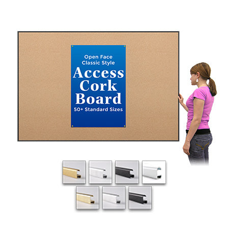 Access Cork Board™ 24" x 72" Large Open Face Classic Metal Framed Cork Bulletin Board