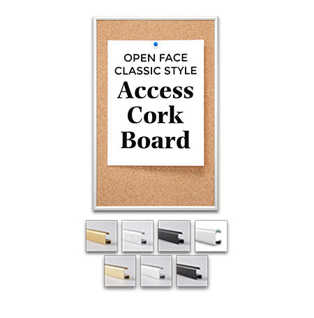 Access Cork Board™ | Open Face Classic Metal Framed Cork Bulletin Board in 50+ Sizes + Custom