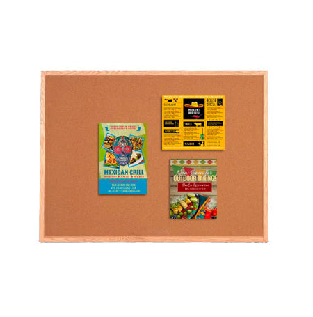 Value Line 12x36 Wood Framed Cork Bulletin Board | Open Face with Hardwood Trim in 3 Wood Finishes