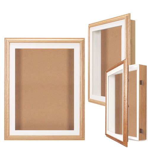 SwingFrame Oak Wood Shadowbox with Cork Board (2" Deep)
