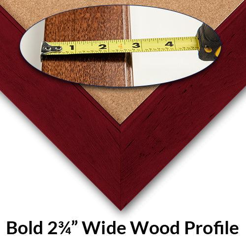 18 x 18 Bold Wide-Wood Picture Frame Borders the Bulletin Cork Board | Choose from 7 Popular Wood Stain Finishes
