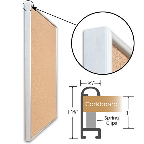 Access Cork Board™ 11" x 17" DEEP STYLE Open Face Designer 43 Metal Framed Bulletin Board
