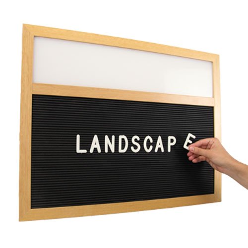 LIGHT OAK WOOD FRAMED 36x36 BLACK FELT LETTER BOARD with HEADER (SHOWN in LANDSCAPE)