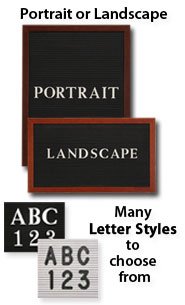 Extra Large Vinyl Letter Board 24x72 Wood Framed in 3 Finishes: Walnut, Cherry, Light Oak