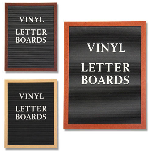 96x12 OPEN FACE LETTER BOARD: BLACK VINYL COLOR, 3 WOOD FINISHES