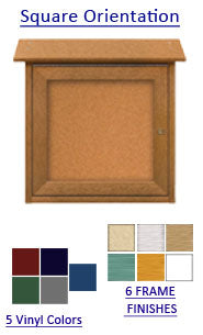 42" x 42" Outdoor Message Center Cork Board | LEFT Hinged - Single Door Information Board