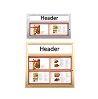 Outdoor Enclosed Restaurant Menu Cases with Message Header & Lights | 11" x 17" Landscape Menus | Radius Edge Cabinet Corners