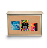 48x48 Outdoor Message Center TOP Hinged with Cork Board Wall Mounted - Eco-Friendly Recycled Plastic Enclosed Information Board