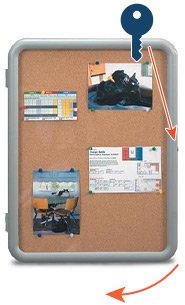 Image Enclosed Bulletin Boards with Round Corners