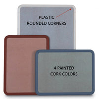 18 x 24 PAINTED CORK BULLETIN BOARD WITH PLASTIC FRAME & ROUNDED CORNERS