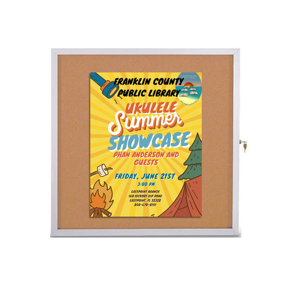 Ultra Thin 24 x 36 Enclosed Bulletin Board | Single Door with Side Lock in 4 Finishes