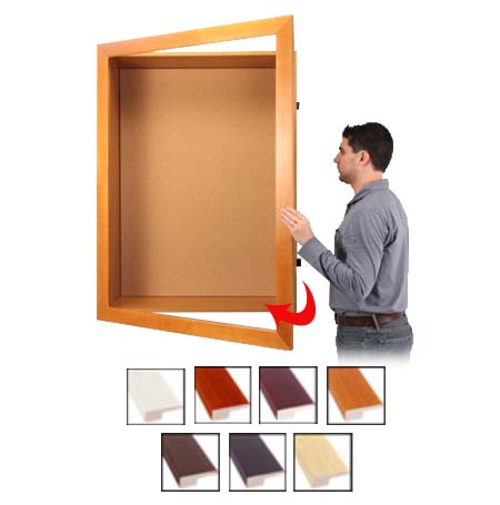 Large Shadow Box Display Cases with Cork Board and 7" Deep Usable Interior Cabinet | Designer Wide Wood SwingFrame 25+ Sizes