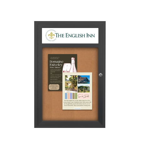 All-Weather Outdoor Enclosed Bulletin Board Display Case 11x17 With Your Message Header and Single Door Metal Cabinet