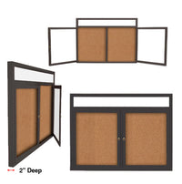 96 x 30 Enclosed Outdoor Bulletin Boards with Header & Lights 2 DOOR