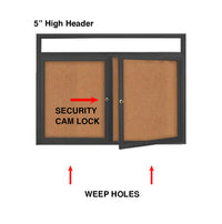 48 x 60 INDOOR Enclosed Bulletin Boards with Header & Lights (2 DOORS)