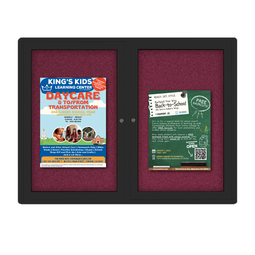 Indoor Enclosed Bulletin Boards 40 x 50 with Rounded Corners (2 DOORS)