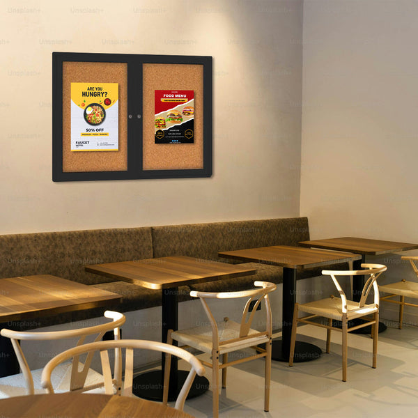 Indoor Enclosed Bulletin Boards 40 x 50 with Rounded Corners (2 DOORS)