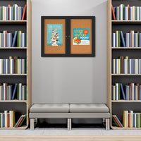 Indoor Enclosed Bulletin Boards 48 x 48 with Rounded Corners (2 DOORS)